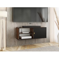 Atvērts TV galdiņš LUNO 2, Zelts craft/Melns/Zelts